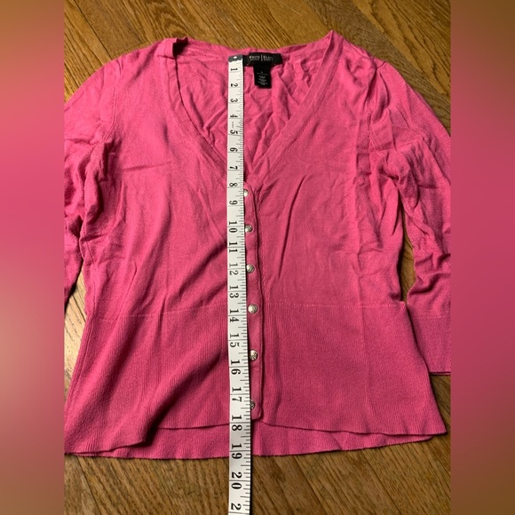 White House Black Market Fuchsia Pink V-Neck Button Cardigan - Size S - Picture 5 of 9